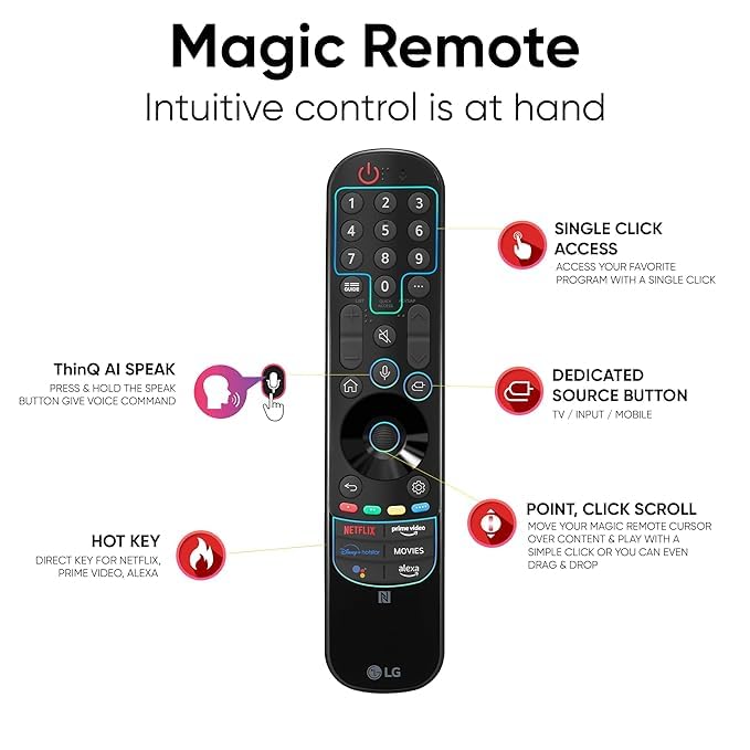 LG Magic Remote w/Magic Tap (NFC) MR22GN, 2022