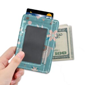 OTVEE Llama Alpaca Flowers Slim Minimalist Wallet Rfid Blocking Card Wallets PU Leather Front Pocket Wallets