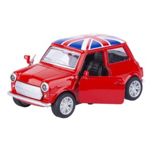 Die Cast Alloy Toy Car, 1:36 Pullback Toy Vehicle with Opening Doors, Vintage Classic Car Toys for Kids and Adults (Red)