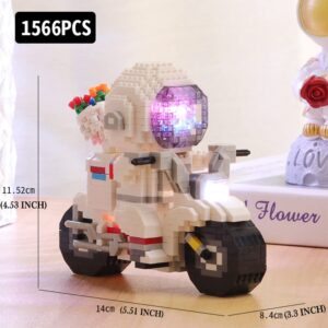 Astronaut Building Set Micro Building Blocks Model with LED Light, STEM Building Toy Gifts for Adult, DIY Bricks Toys 1566pcs