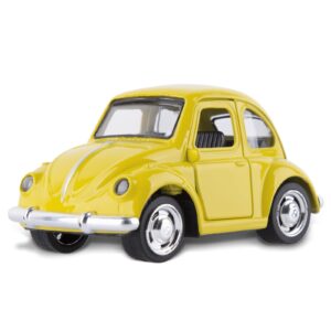 berry president die cast alloy beetle car model, 1:36 pullback toy vehicle with opening doors, vintage classic car toys for kids and adults (yellow)