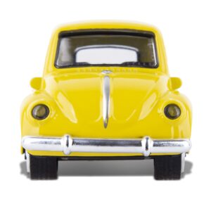 Berry President Die Cast Alloy Beetle Car Model, 1:36 Pullback Toy Vehicle with Opening Doors, Vintage Classic Car Toys for Kids and Adults (Yellow)