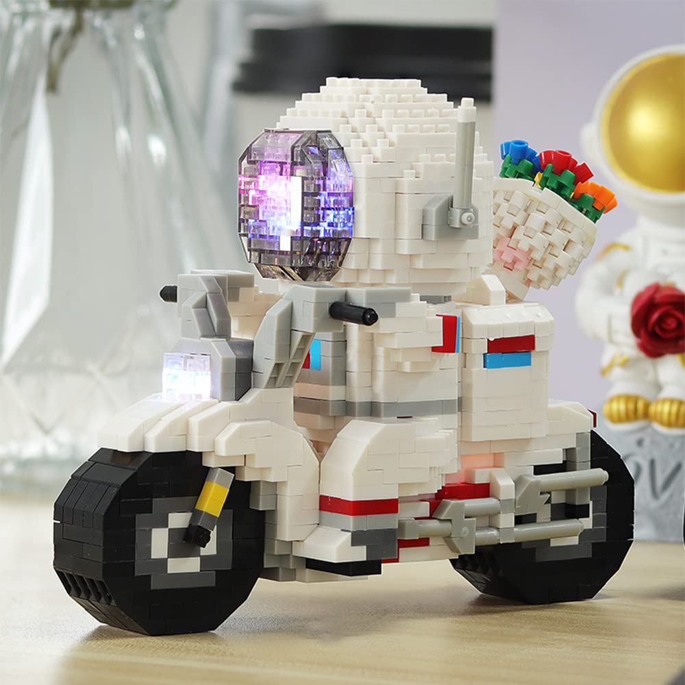 Astronaut Building Set Micro Building Blocks Model with LED Light, STEM Building Toy Gifts for Adult, DIY Bricks Toys 1566pcs