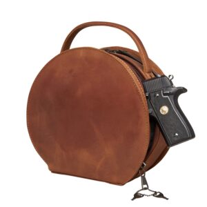 Lady Conceal Oaklee Concealed Carry Crossbody - Womens Locking Concealed Carry Purse - Crossbody Bag with Gun Holster (Cognac)