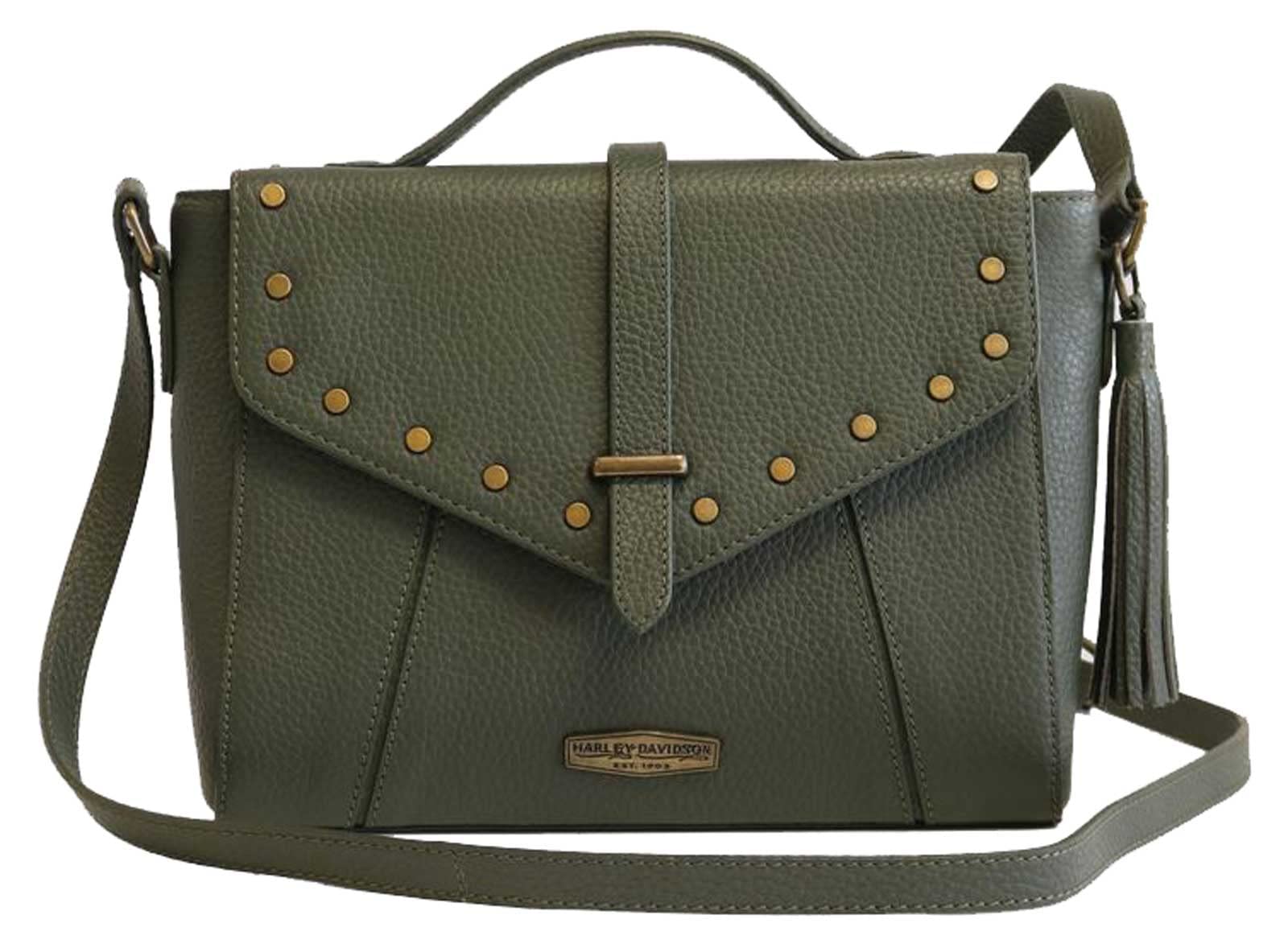 Harley-Davidson Women's Midnight Rider Leather Shoulder Bag - Olive Green