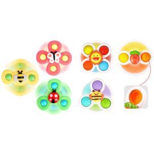 alasou 6 pcs suction cup spinner toys(3 farm+3 pop) for infant and toddlers