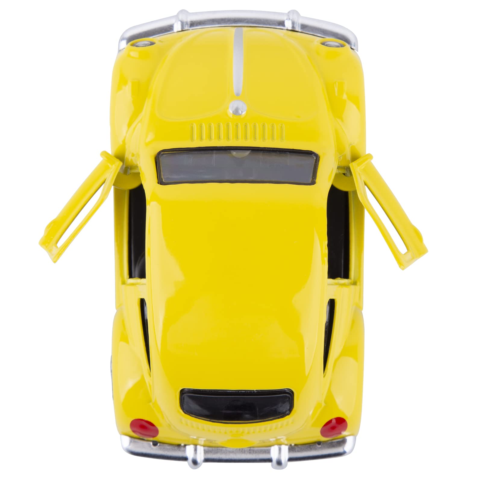 Berry President Die Cast Alloy Beetle Car Model, 1:36 Pullback Toy Vehicle with Opening Doors, Vintage Classic Car Toys for Kids and Adults (Yellow)