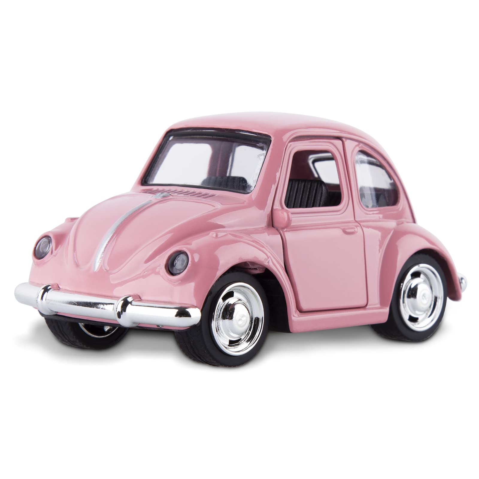 Berry President Die Cast Alloy Beetle Car Model, 1:36 Pullback Toy Vehicle with Opening Doors, Vintage Classic Car Toys for Kids and Adults