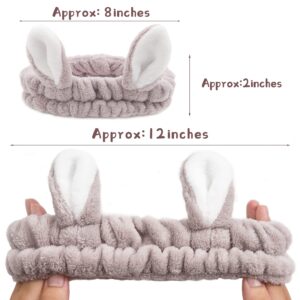 Ayesha 6pcs Bunny Ear Spa Headbands for Face Washing Makeup Headbands Stretchy Facial Headbands for Skincare Make up Shower