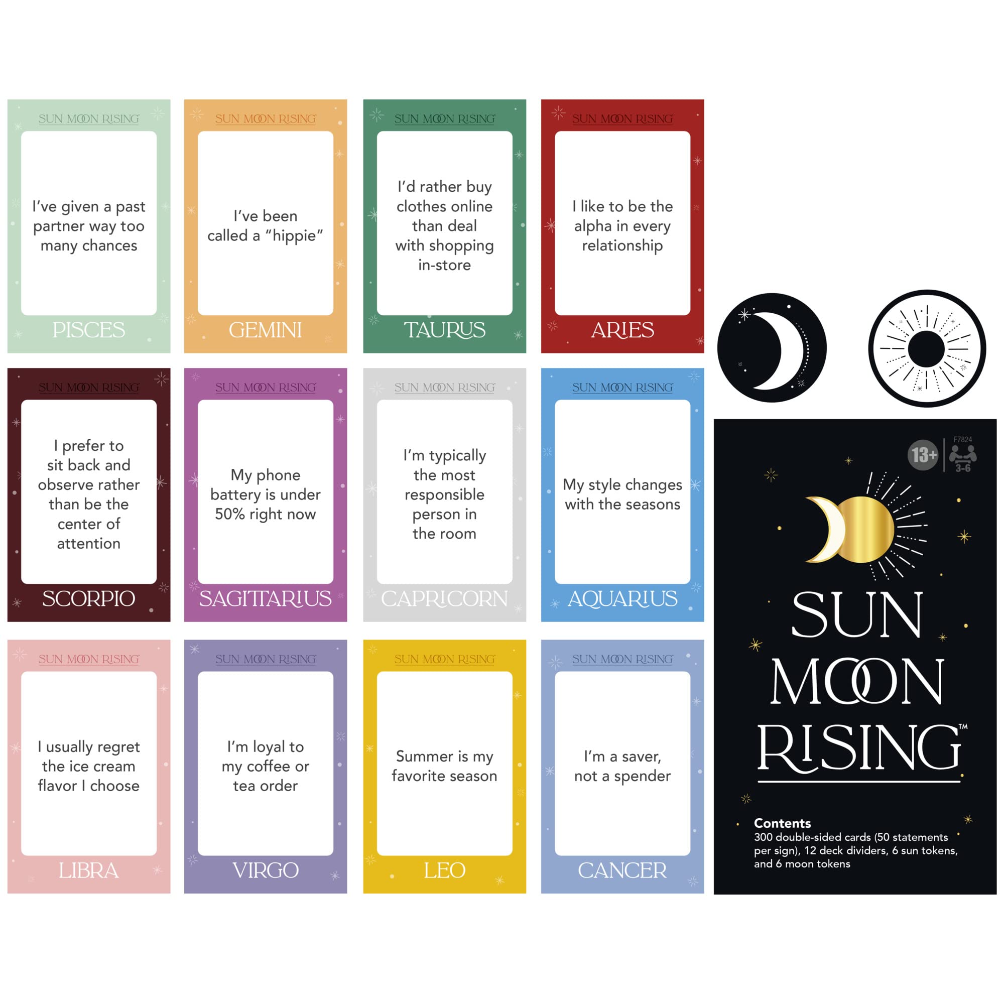 Hasbro Gaming Sun Moon Rising Game, Astrology-Themed Party Card Game for Adults and Teens, Adult Card Game for 3-6 Players, Ages 13 and Up