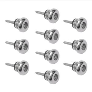 Unxuey Silver Guitar Strap Buttons End Pins Strap Locks Mushrooms Head with Mounting Screws for Acoustic Electric Guitar Bass Ukulele 10PCS