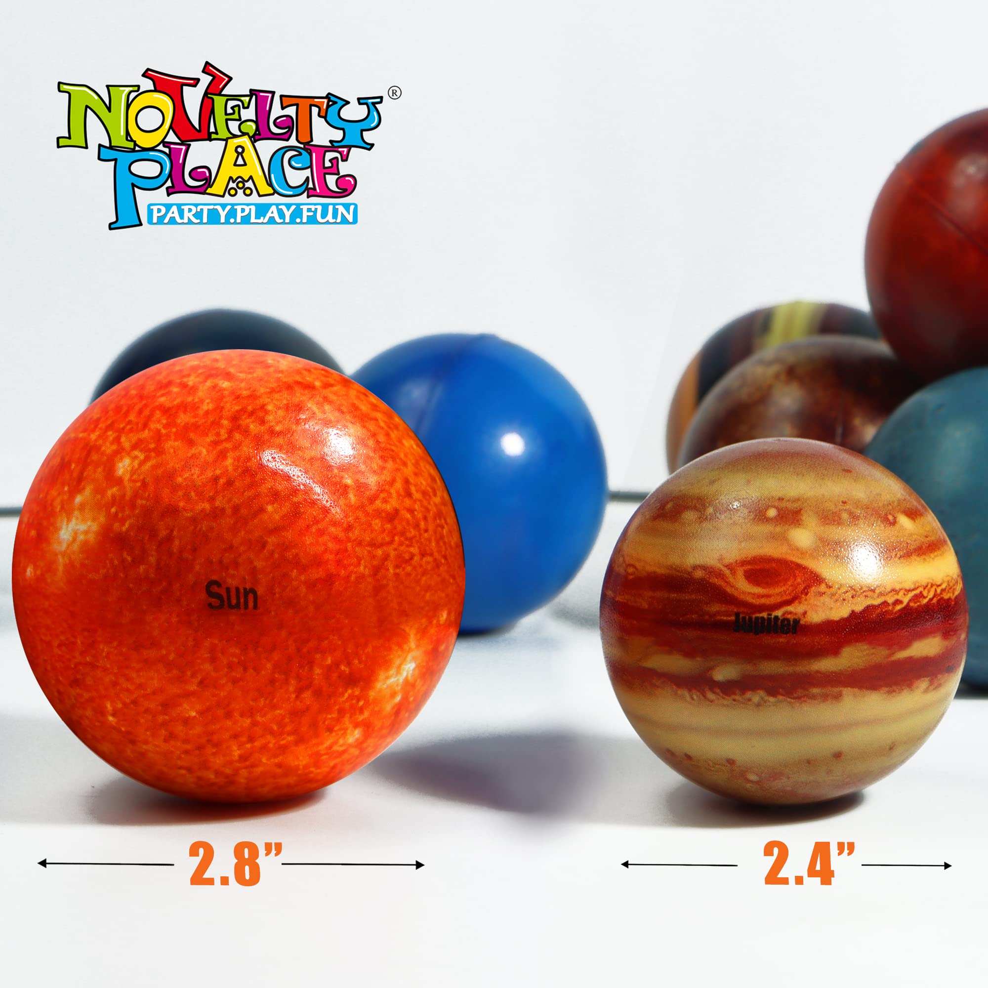 Novelty Place Solar System Stress Balls - 10 Pcs Anti-Stress Planetary Balls for Kids and Adults – Relaxation Gadgets, Fidget Toys, Astronomy Gifts, Space Theme Party Favor, Carnival Prizes