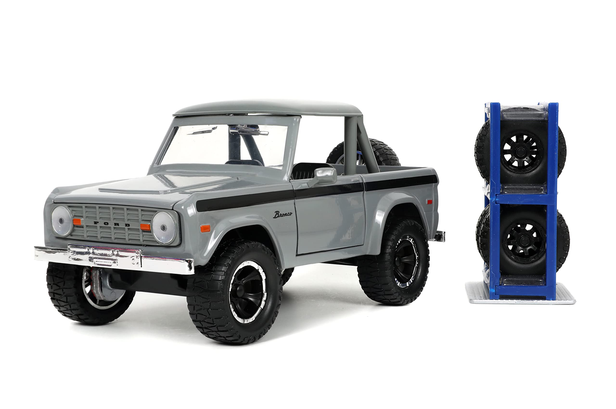 Jada Toys Just Trucks 1:24 1973 Ford Bronco Die-cast Car Grey, Toys for Kids and Adults