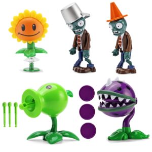 JHESAO 2 PCS Plants and Zombies Toys Action Figures Zombies PVZ Toys Set 1 2 Series Great Gifts for Kids and Fans,Birthday and Christmas Party