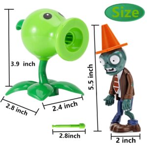 JHESAO 2 PCS Plants and Zombies Toys Action Figures Zombies PVZ Toys Set 1 2 Series Great Gifts for Kids and Fans,Birthday and Christmas Party