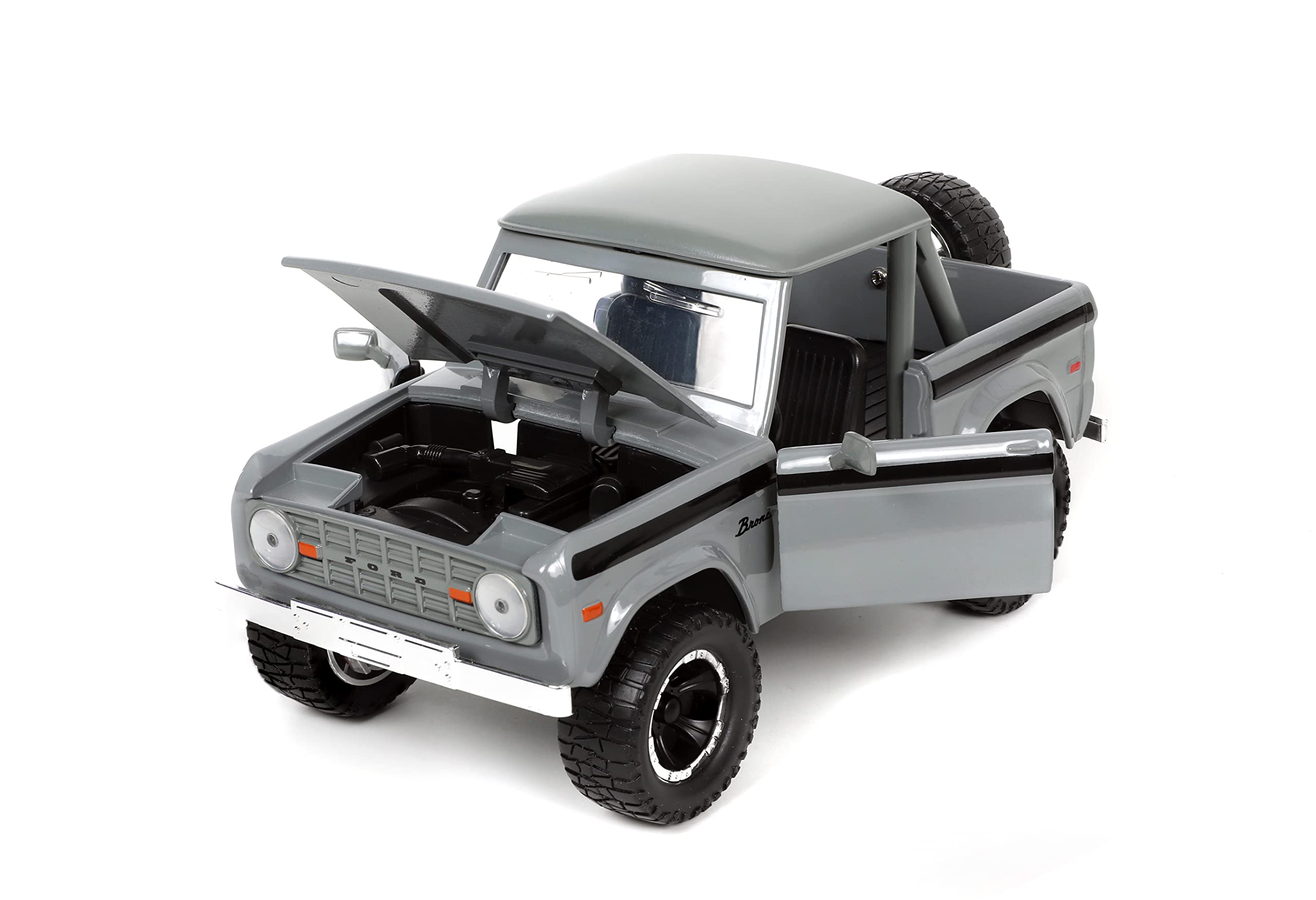 Jada Toys Just Trucks 1:24 1973 Ford Bronco Die-cast Car Grey, Toys for Kids and Adults