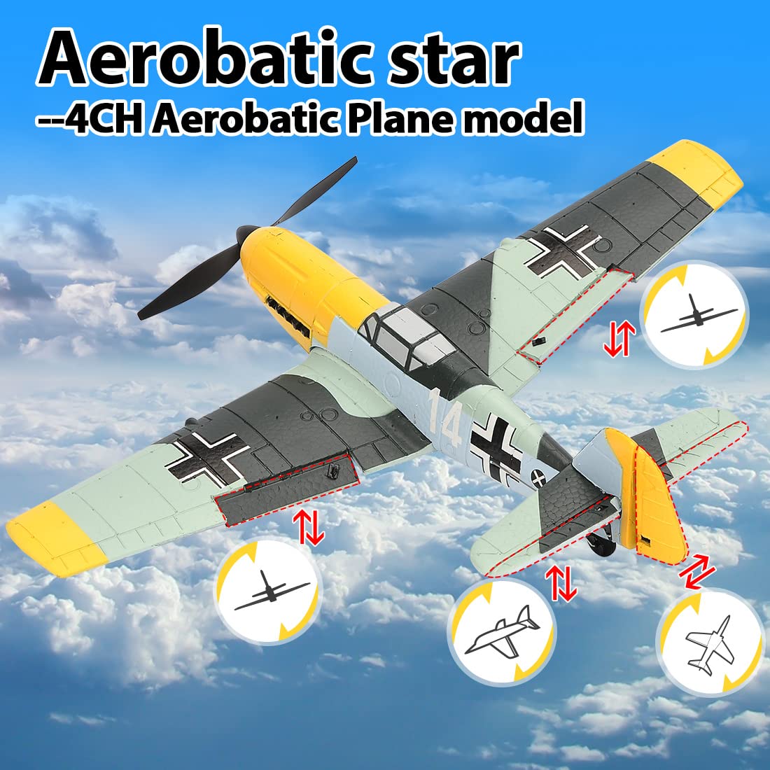 RC Airplanes Remote Control Glider Fighter Hobby 2.4G 4 Channel RC Plane Drones Foam Aircraft Toys for Boy Kids Children Gift BF109