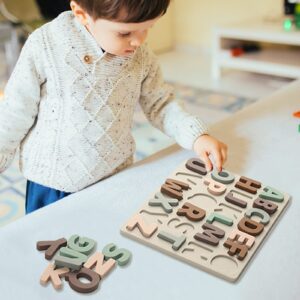 Macabaka Silicone Alphabet Puzzle, ABC Puzzle Shape Alphabet Toys with Puzzle Board & Soft Letter Blocks for Toddlers, Montessori Preschool Early Education Learning Toy for Boys and Girls