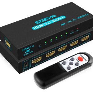 HDMI 1.4v Switch 5 in 1 Out +HDMI 2.0 Bi-Directional Switch 2 in 1 Out hdmi Splitter 1 in 2 Out Black(Only one Monitor Will Display at a time)