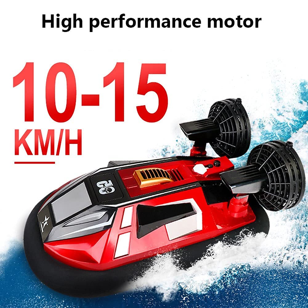 QAQQVQ Remote Control Hovercraft Boat for Land and Water 2.4 GHz Radio Control Amphibious Vehicle Toy with Double Power, 1:10 Electric Watercraft RC Racing Boat Gifts for Boys Girls