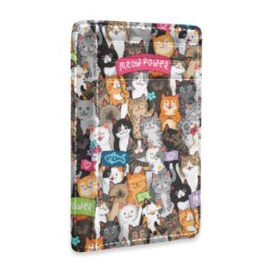 OTVEE Cute Cartoon Cats Meow Power Slim Minimalist Wallet Rfid Blocking Card Wallets PU Leather Front Pocket Wallets