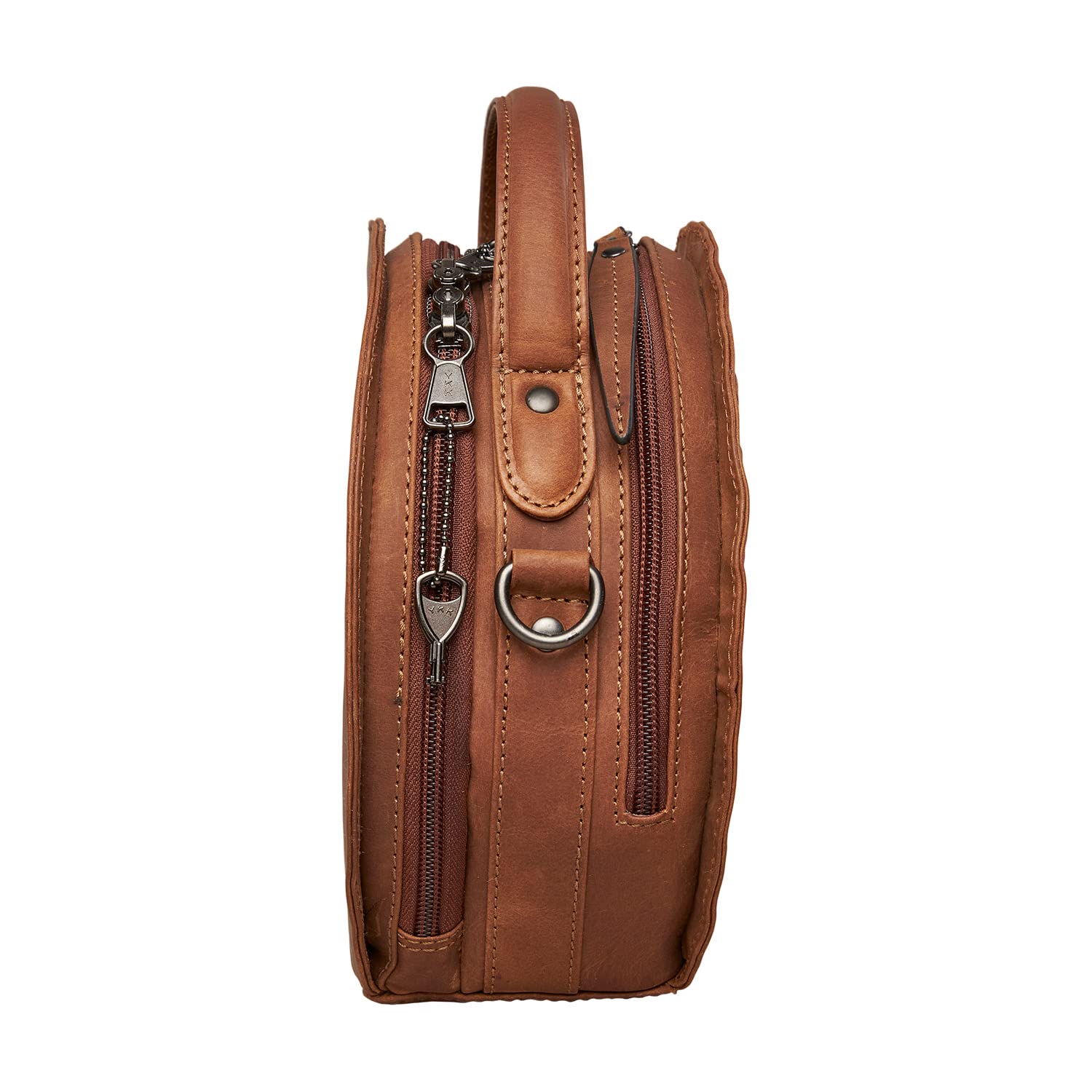 Lady Conceal Oaklee Concealed Carry Crossbody - Womens Locking Concealed Carry Purse - Crossbody Bag with Gun Holster (Cognac)