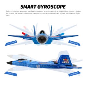 ANTSIR Remote Control Plane F-22 Raptor, 2.4Ghz Smart Gyroscope RC Airplane with Light Strip, Jet Fighter Toy Gift for Kids Beginner (Blue)