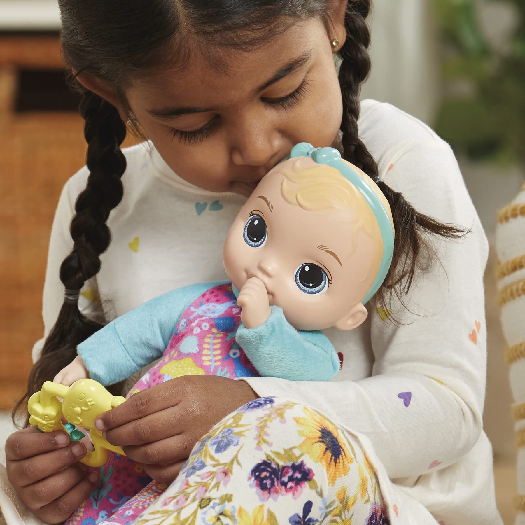 Baby Alive Soft ‘n Cute Doll, Blonde Hair, 11-Inch First Baby Doll Toy, Washable Soft Doll, Toddlers Kids 18 Months and Up, Teether Accessory