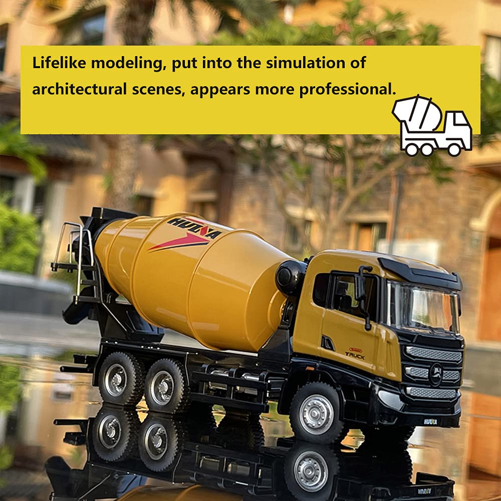 Ailejia Cement Mixer Toy Truck 1/50 Scale Metal Diecast Big Construction Engineering Vehicle Model Collection Diecast Alloy Truck Decoration Toy Gift for Kids (Cement Mixer Truck)