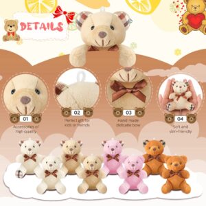 HyDren 24 Pcs Mini Bear Stuffed Animal 4 Inch Bear Bulk Small Bear Mini Bear Soft Tiny Bear Doll Keychain for Graduation Birthday Baby Shower Wedding Party Decor(Light Brown, Dark Brown, Pink, Beige)