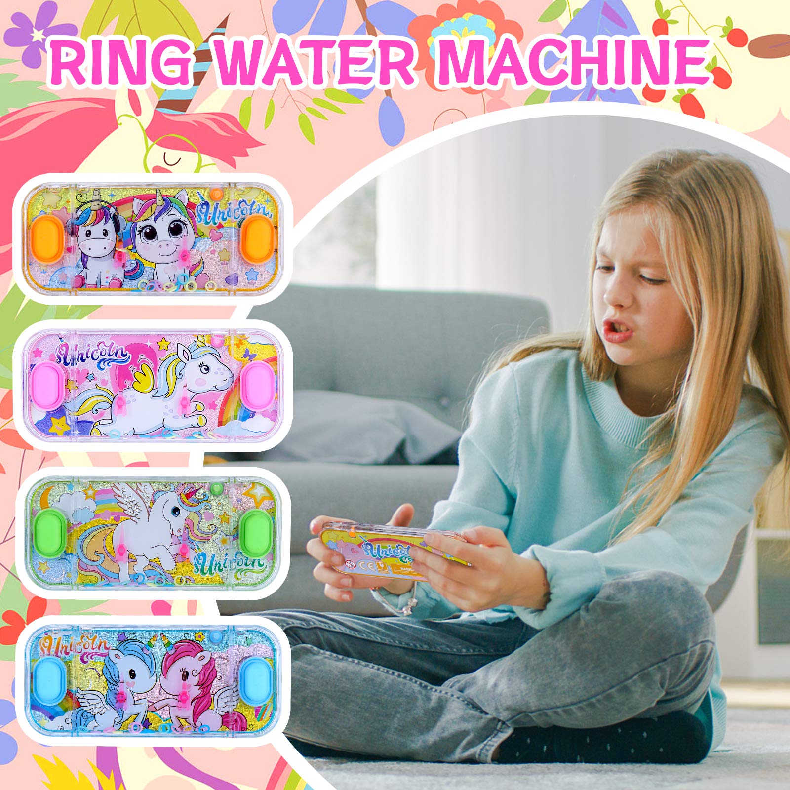 SevenQ Handheld Water Games for Girl, 8 Packs Cute Theme Water Toss Ring Game Aqua Toy Water Ring Game for Kids