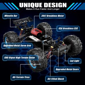 Hosim Brushless RC Cars, 1:10 68+ KMH High Speed Remote Control Car for Adults Boys, 4X4 All Terrains Waterproof Off Road Hobby Grade Large Fast Racing Buggy Toy Gift Monster Trucks