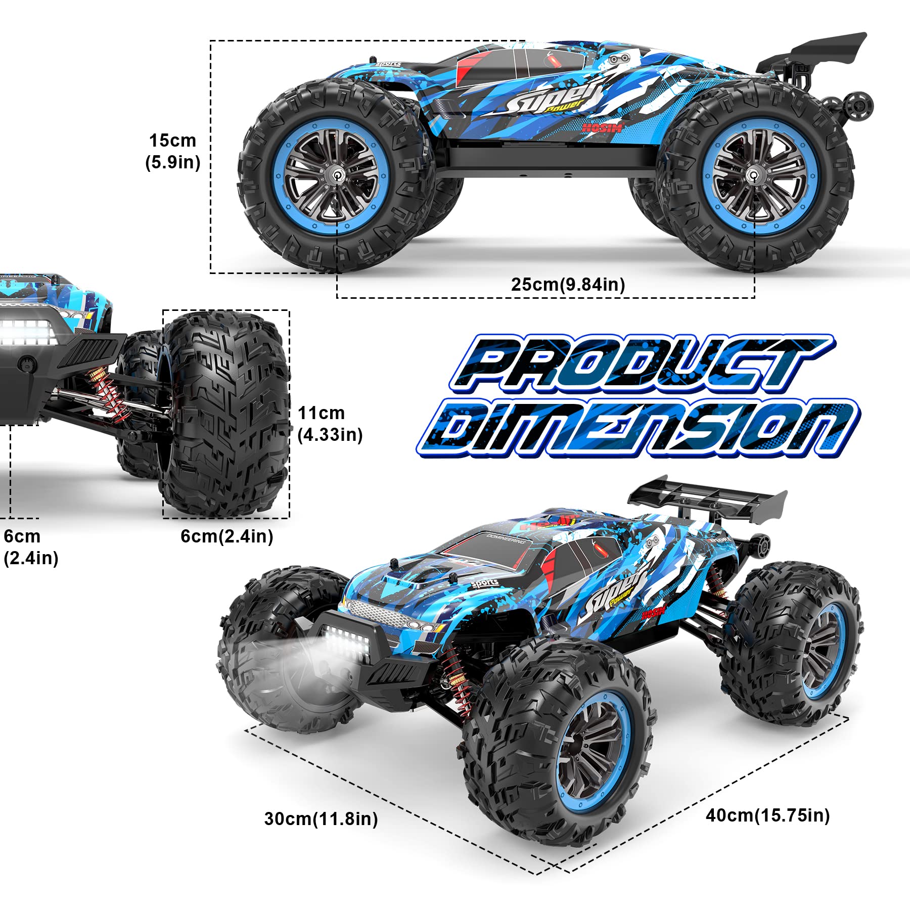 Hosim Brushless RC Cars, 1:10 68+ KMH High Speed Remote Control Car for Adults Boys, 4X4 All Terrains Waterproof Off Road Hobby Grade Large Fast Racing Buggy Toy Gift Monster Trucks