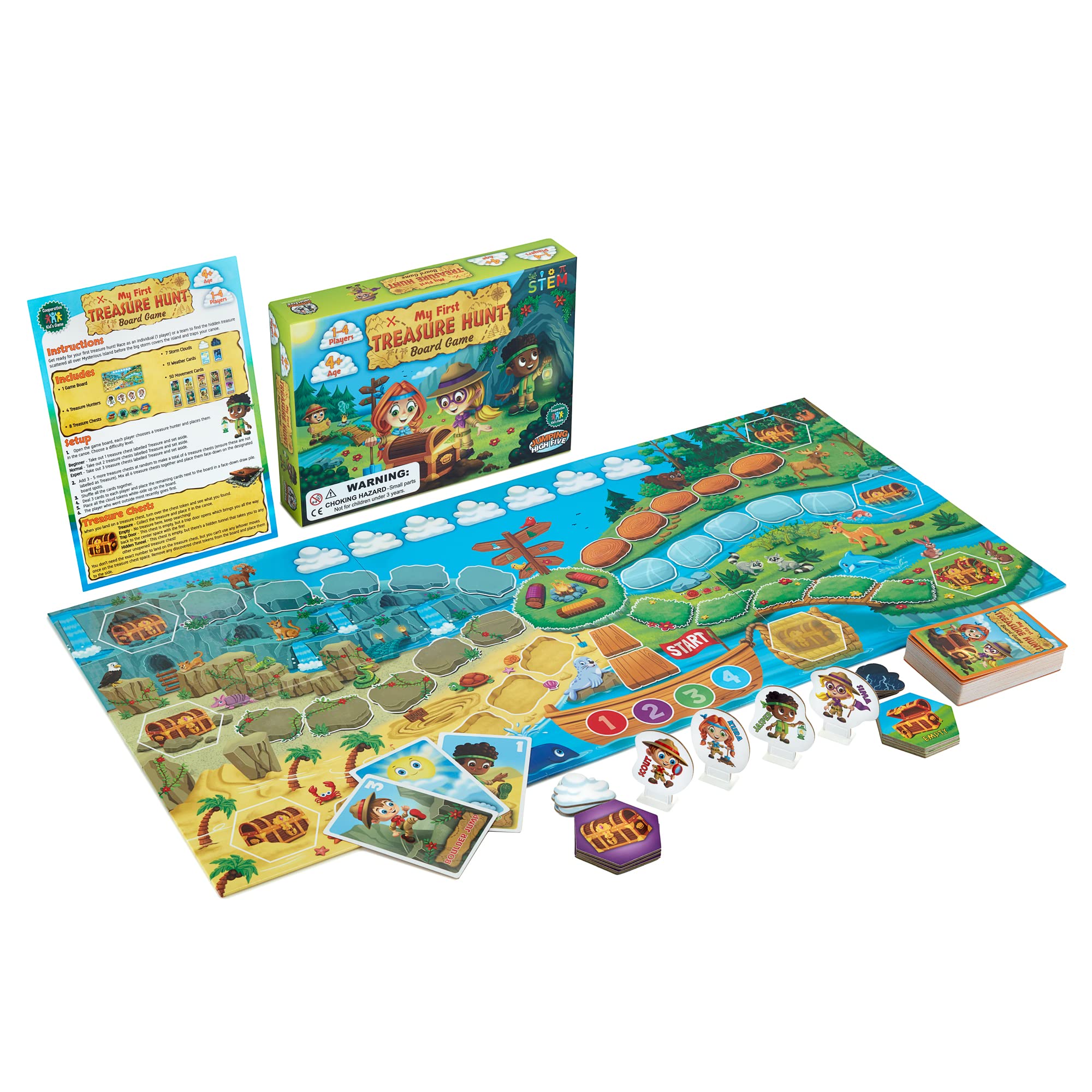 Jumping High Five My First Treasure Hunt Board Game! Cooperative Island Explorer Game for Kids Ages 4 and Up, an Exciting Buried Treasure Adventure Perfect for Family Game Night