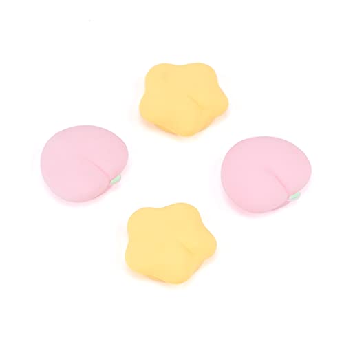 GeekShare Cute Silicone Joycon Thumb Grip Caps, Joystick Cover Compatible with Nintendo Switch/OLED/Switch Lite,4PCS - Peach & Star