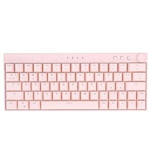 Yoidesu Wireless Mechanical Gaming Keyboard, Pink 64 Keys Plus Wireless RGB Backlight Mechanical Keyboard 3 Modes 2.4G/BT 3.0, 5.0/Type c Wired Gaming Keyboard with Knob RGB(Red Switch)