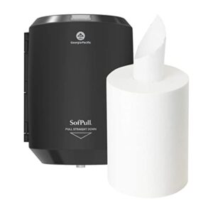 sofpull centerpull junior paper towel dispenser starter kit by gp pro, 58009b, 1 black dispenser (58008b) and paper towel roll (28125)