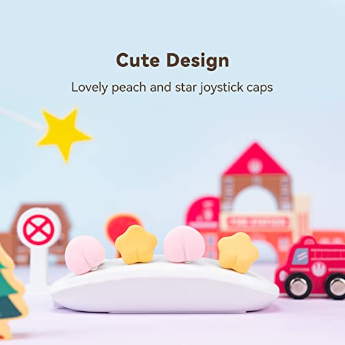 GeekShare Cute Silicone Joycon Thumb Grip Caps, Joystick Cover Compatible with Nintendo Switch/OLED/Switch Lite,4PCS - Peach & Star