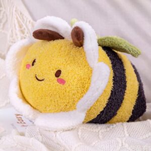 OUKEYI 12 Inch Bee Plush Toy, Cuddly Bee Pillow ，Soft Honeybee Hugging Pillows Plush Doll Gift for Kids Birthday Party,Christmas,Valentine