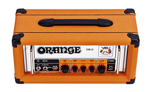 Orange OR15 15-Watt Single Channel, Compact Tube Guitar Amp Head with Instrument Cable and Austin Bazaar Polishing Cloth