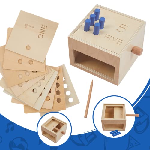 Montessori Toddler Counting Peg Board Box with Number- Wooden Counting Box Toys for Toddlers 1-3,Montessori Math Manipulatives Materials and Numbers,Montessori Toys for 3 Year Old,Peg Board for Kids