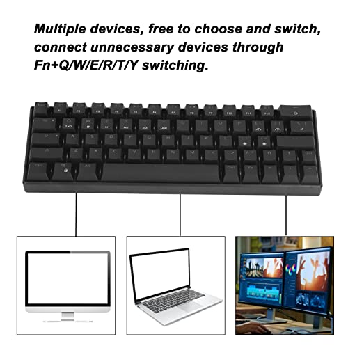 Yoidesu Wireless Mechanical Gaming Keyboard, 64 Keys Monochromatic White Light Wireless Mechanical Keyboard 3 Modes 2.4G/BT 3.0, 5.0/Type c Wired Gaming Keyboard(Red Switch)