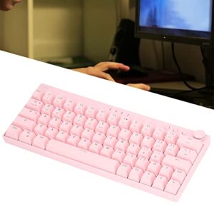 Yoidesu Wireless Mechanical Gaming Keyboard, Pink 64 Keys Plus Wireless RGB Backlight Mechanical Keyboard 3 Modes 2.4G/BT 3.0, 5.0/Type c Wired Gaming Keyboard with Knob RGB(Red Switch)