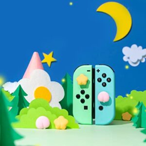 GeekShare Cute Silicone Joycon Thumb Grip Caps, Joystick Cover Compatible with Nintendo Switch/OLED/Switch Lite,4PCS - Peach & Star