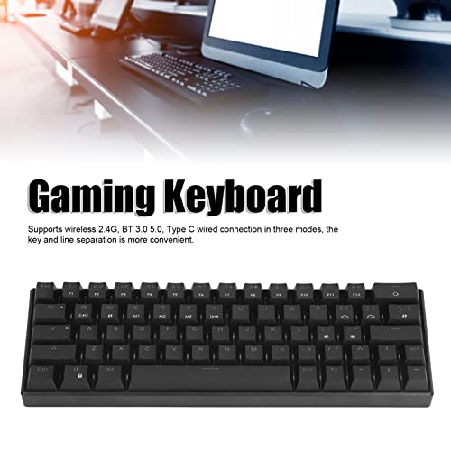 Yoidesu Wireless Mechanical Gaming Keyboard, 64 Keys Monochromatic White Light Wireless Mechanical Keyboard 3 Modes 2.4G/BT 3.0, 5.0/Type c Wired Gaming Keyboard(Red Switch)