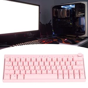 Yoidesu Wireless Mechanical Gaming Keyboard, Pink 64 Keys Plus Wireless RGB Backlight Mechanical Keyboard 3 Modes 2.4G/BT 3.0, 5.0/Type c Wired Gaming Keyboard with Knob RGB(Red Switch)