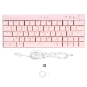 yoidesu wireless mechanical gaming keyboard, pink 64 keys plus wireless rgb backlight mechanical keyboard 3 modes 2.4g/bt 3.0, 5.0/type c wired gaming keyboard with knob rgb(red switch)