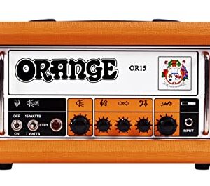 Orange OR15 15-Watt Single Channel, Compact Tube Guitar Amp Head with Instrument Cable and Austin Bazaar Polishing Cloth