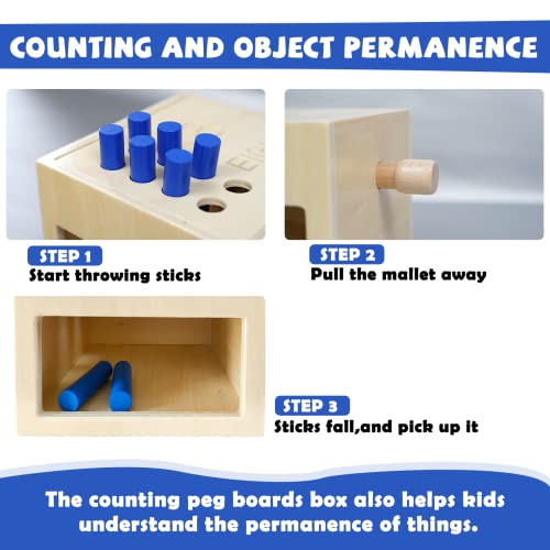 Montessori Toddler Counting Peg Board Box with Number- Wooden Counting Box Toys for Toddlers 1-3,Montessori Math Manipulatives Materials and Numbers,Montessori Toys for 3 Year Old,Peg Board for Kids