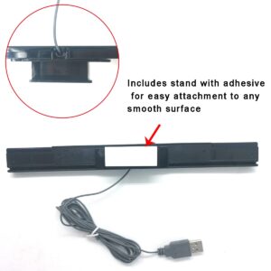 Tuboopy Wii Sensor Bar Replacement for Nintendo Console - Wired USB Infrared IR Light Stand for Wii U Motion Ray Dolphin（Black）